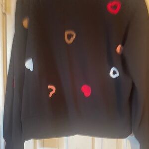 Lou & Grey Black Sweater with Colorful Heart Accents